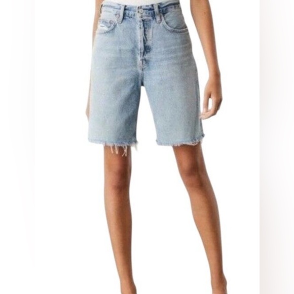 AGOLDE 90'S High-Rise Bermuda 12" Long Cut-Off Denim Shorts, Size 25 (2) - Picture 1 of 6